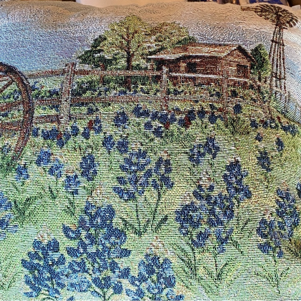 Blue Bonnet Tapestry Pillow - Picture 4 of 8